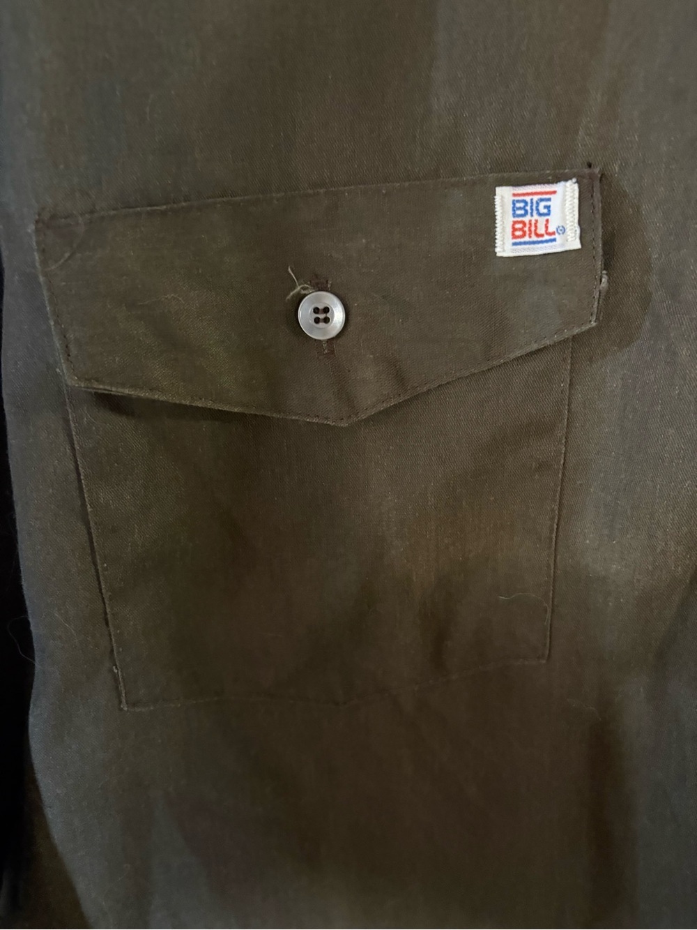Vintage Brown/Green Button-Up Work Shirt - Picture 4 of 9